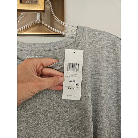 Eileen Fisher Women's Heather Gray Crew Neck Shirt Boxy Dress NWT Size X-Small - Picture 5 of 10